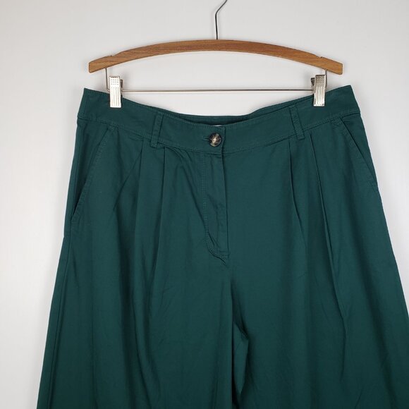 Loft Poplin Wide Leg Pants NWT Emerald Green Chino Womens Size 12 - Picture 4 of 9